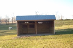 This is the front view of the finished run-in shed.